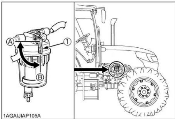 KUBOTA M5660 - Assurez-vous que le bouchon du carburant est en position "OUVERT". - 1