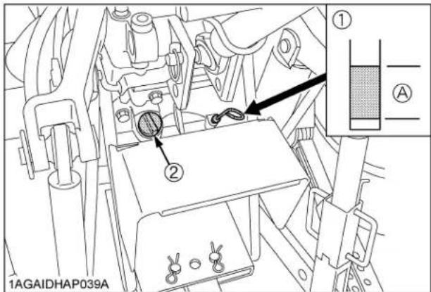 KUBOTA M5660 - ■ Vérification du niveau d'huile à transmission - 1