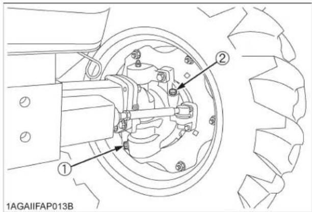 KUBOTA M5111 - ■Remplacement de l'huile des carters de réduction de l'essieu avant - 1