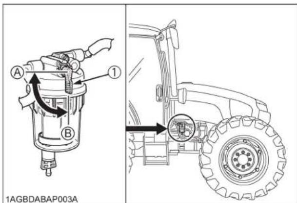 KUBOTA M5111 - Assurez-vous que le bouchon du carburant est en position "OUVERT". - 1