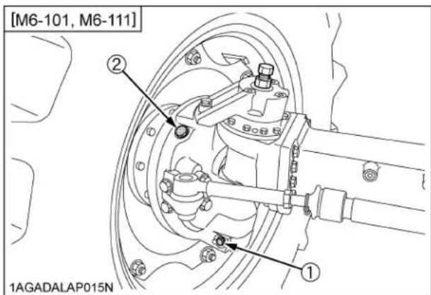 KUBOTA M6111 - ■Remplacement de l'huile des carters de réduction de l'essieu avant - 1