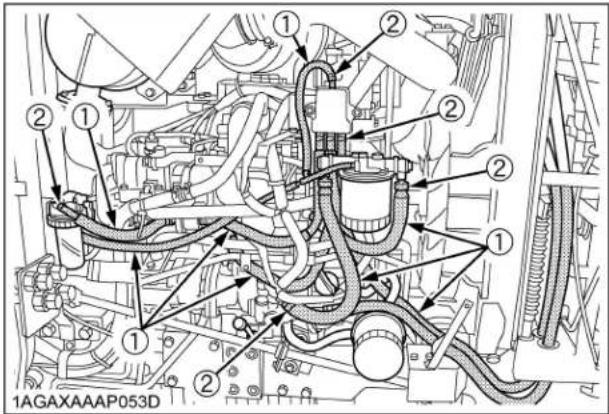 KUBOTA L5460 - ■ Vérification des boyaux de carburant - 1