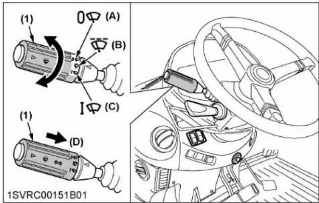 KUBOTA M7152 - Interrupteur d'essuie-glace et de lave-glace avant - 1