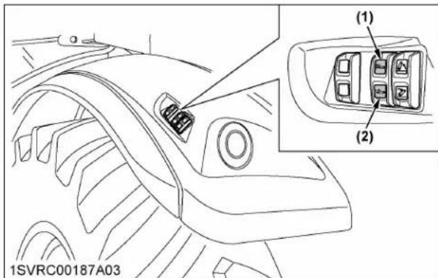KUBOTA M7152 - Commandes pour les distributeurs hydrauliques auxiliaires sur le garde-boue arrêté (si équipé) - 1
