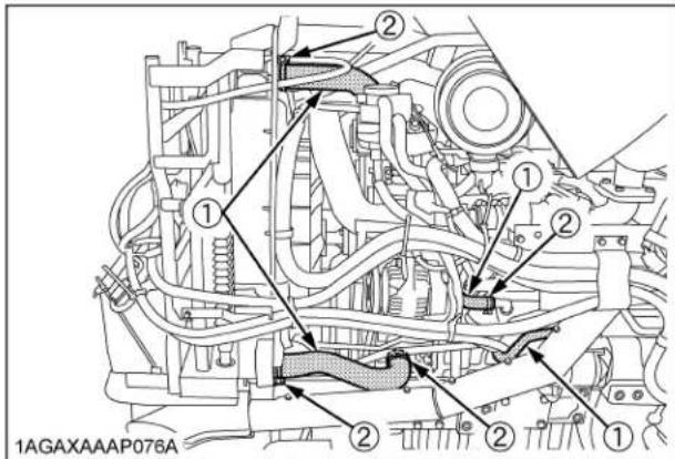 KUBOTA L5060 - ■ Verification des tuyaux couples du radiateur et des colliers - 1