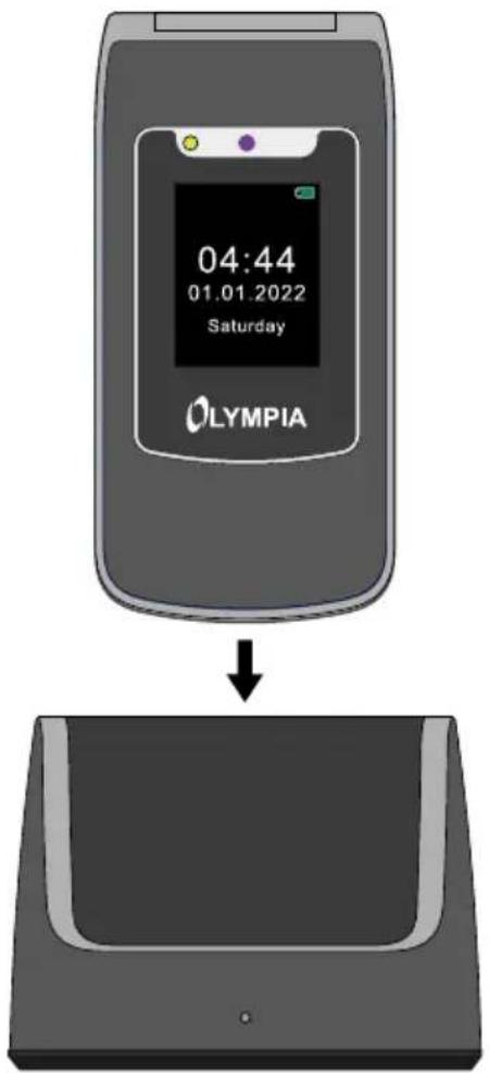 OLYMPIA Style Duo - Mise en charge de la batterie sur le socle chargeur - 1