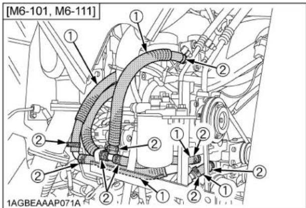 KUBOTA M6131 - ■ Vérification des tuyaux souples du radiateur et des colliers - 1