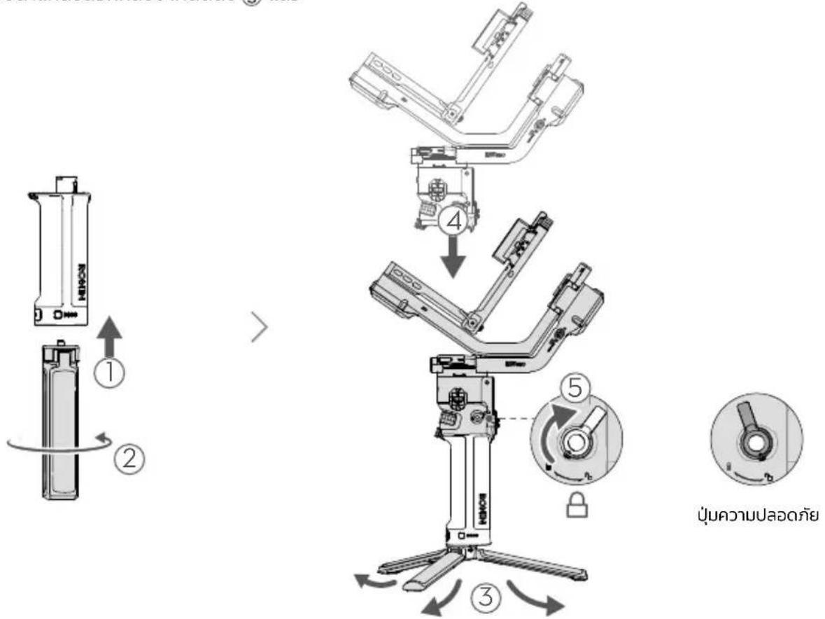 DJI RS 3 Pro - การติดตั้งดํามจับ/ขาดังกล้องเสริม - 1