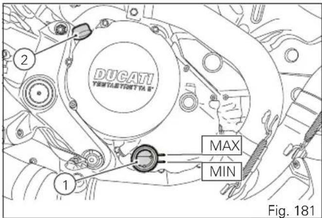 DUCATI Monster 1200 S Stripe (2016) - Contrôle du niveau d'huile moteur - 1