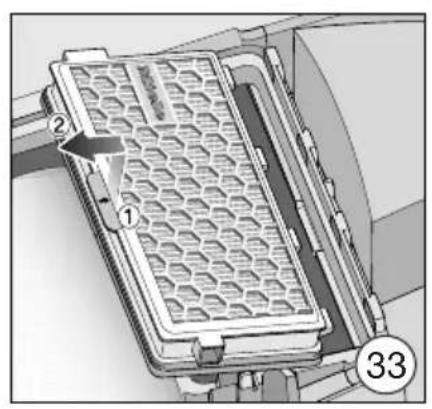 Technical diagram of a mechanical component with numbered parts and directional arrows indicating flow or movement.