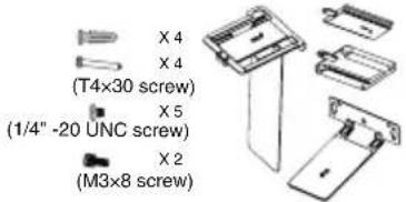 X 4 X 4 (T4×30 screw) X 5 (1/4" -20 UNC screw) X 2 (M3×8 screw)