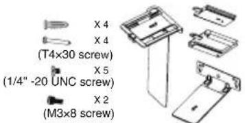 X 4 X 4 (T4x30 screw) X 5 (1/4"-20 UNC screw) X 2 (M3x8 screw)