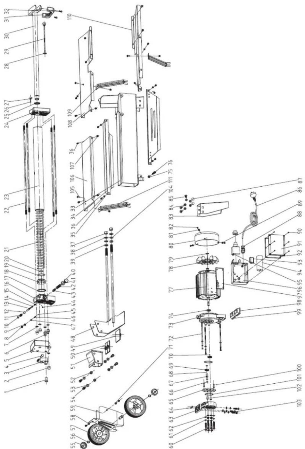 Zipper ZIHS5TN - Explosionszeichnung / Explosion Drawing / Vykres dielov / Rozpadovy vykres / Razstavljena risba / Rastavljeni nacrt / Alkatrész rajz / Vue éclatee / Vista de despiece - 1