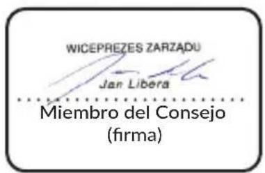 WICEPREZES ZARZADU Jan Libera Miembro del Consejo (firma)