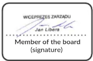WICEPREZES ZARZADU Jan Libera Member of the board (signature)