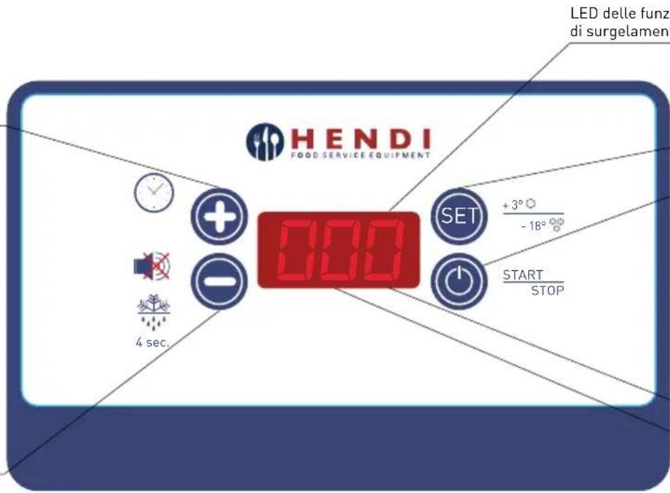 HENDI FOOD SERVICE EQUIPMENT 1000 SET + 3° - 18° START STOP 4 sec. LED delle funzi di surgelament