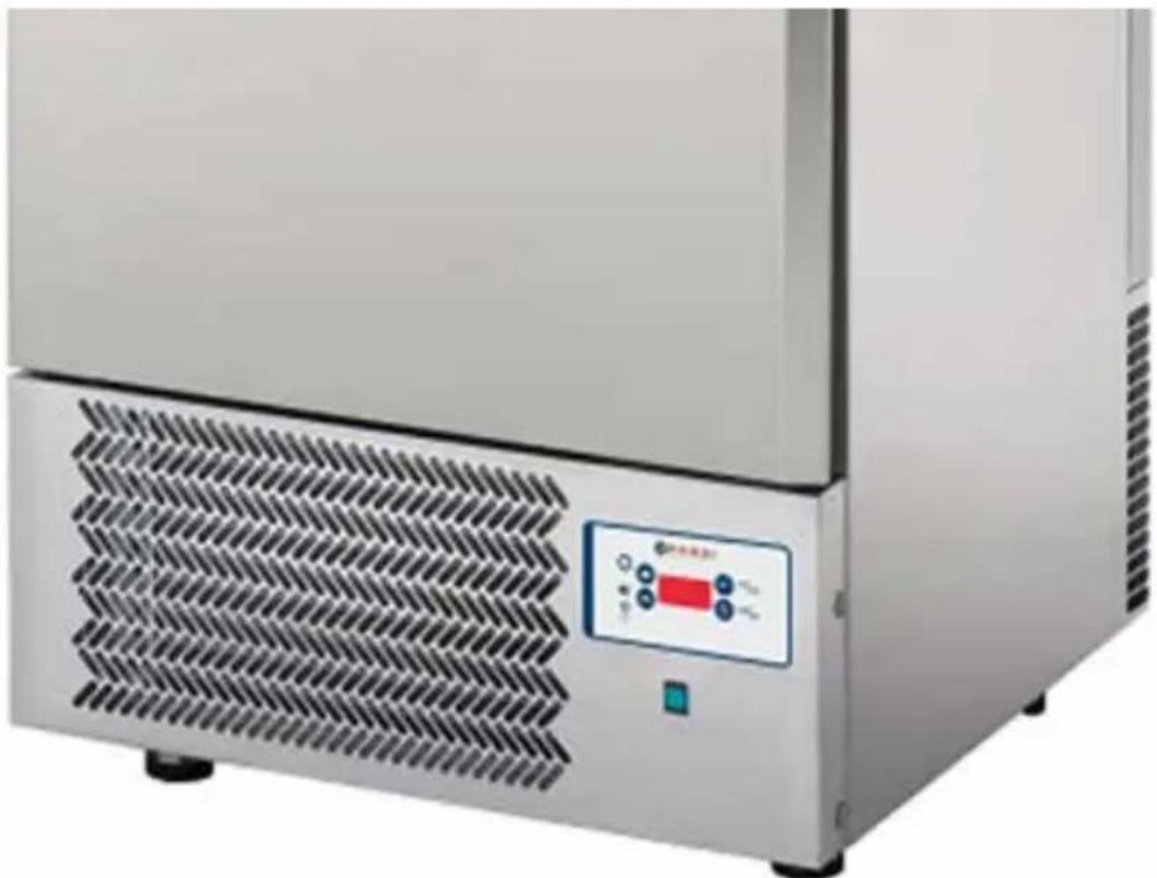 Interface + Tijdinstelling Regelaar tempera- tuur binnenruimte HENDI FOOD SERVICE EQUIPMENT LED-lampje voor diepvriesfuncties Tijd na de cyclusstart Knop voor selecteren functie en tijd Start/Stop/Vriezen SET +3° -18° 4 sec. START STOP - Tijdinstelling Uitschakelen signaal (Zoemer) Ontdooien Functielampje Display
