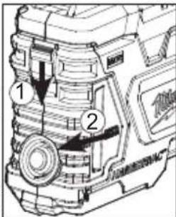 MILWAUKEE M12 HammerVac 230622 - Installer/retirer la boite à poussière et le filtre HEPA - 1