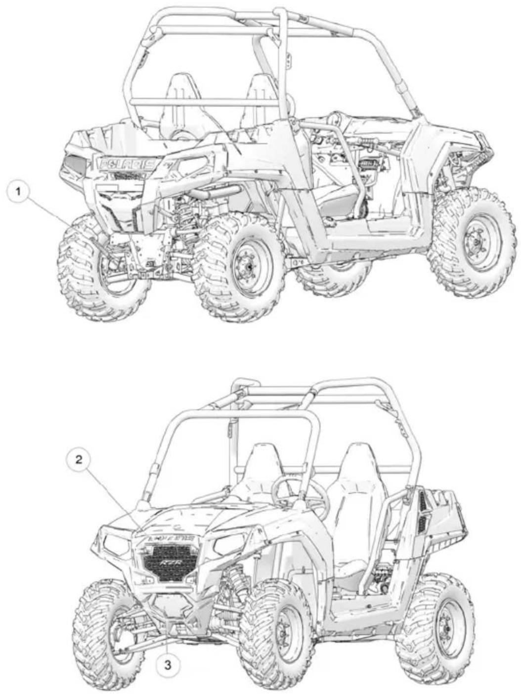 POLARIS RZR 570 EPS (2021) - EMPLACEMENTS DES COMPOSANTS - 1