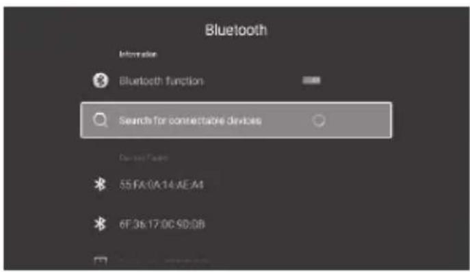 Bluetooth Information Bluetooth function Search for connectable devices Demand Factor 55.FA:0A.14.AE:A4 6F:36:17:0C:9D:DB