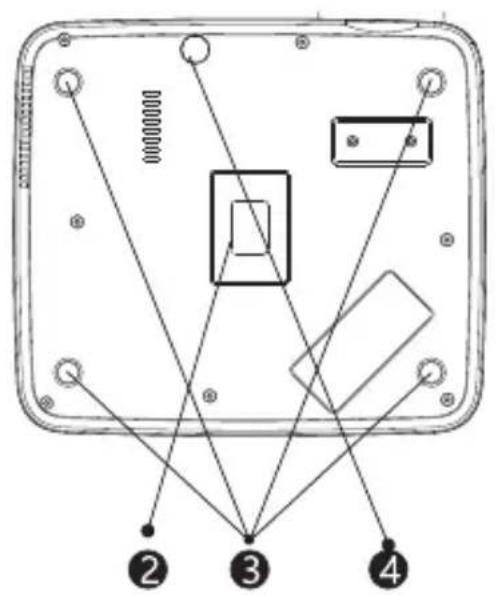 Diagram of a device rear panel with labeled components and connection points, showing internal layout and connections.
