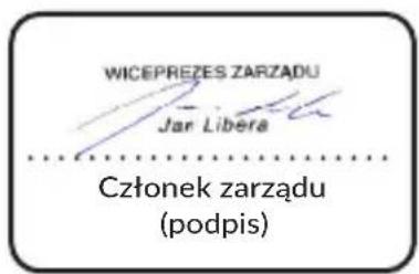 WICEPREZES ZARZADU Jar Libera Członek zarządu (podpis)