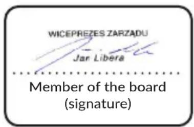 WICEPREZES ZARZADU Jan Libera Member of the board (signature)