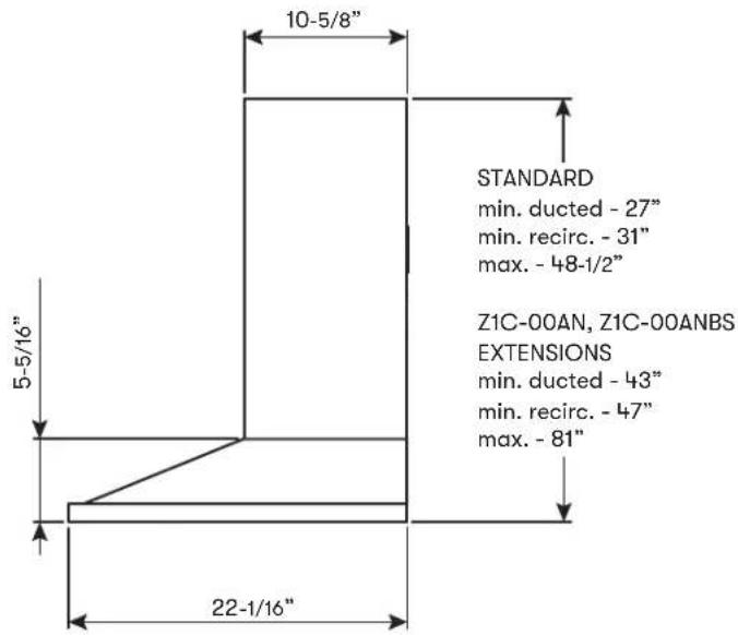 Zephyr ZRVM90CBSGG - ZAN Hood Specifications - 3