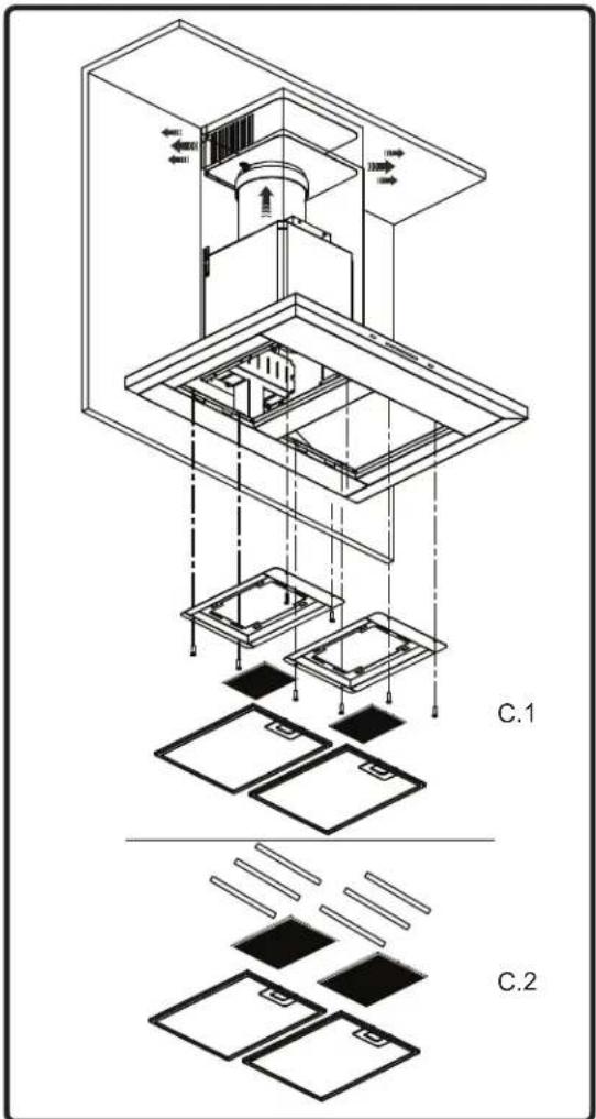 Zephyr ZRVM90CBSGG - Installation du kit de recirculation (requis si aucun conduit n'est utilisé - 1