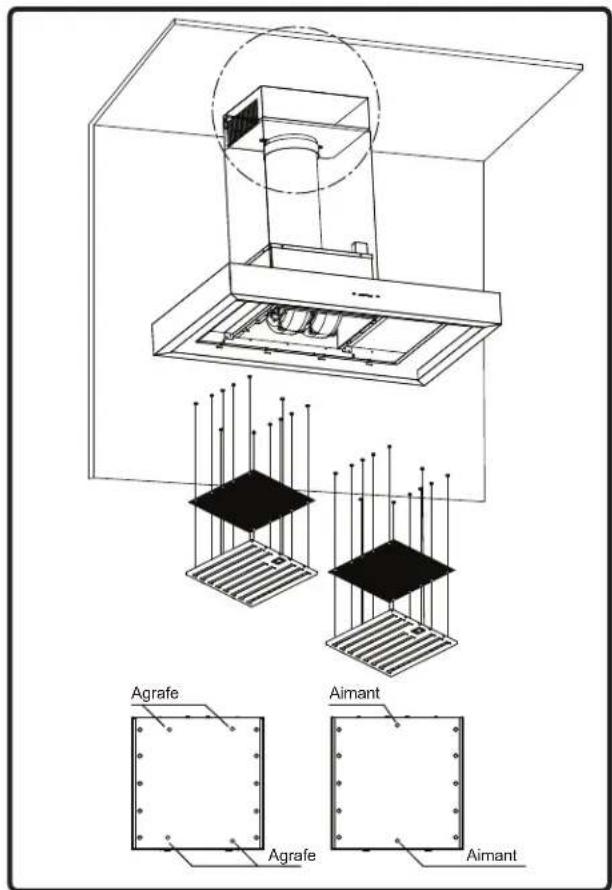 Zephyr ZRGM90BS - Installation du kit de recirculation (requis si aucun conduit n'est utilisé - 1