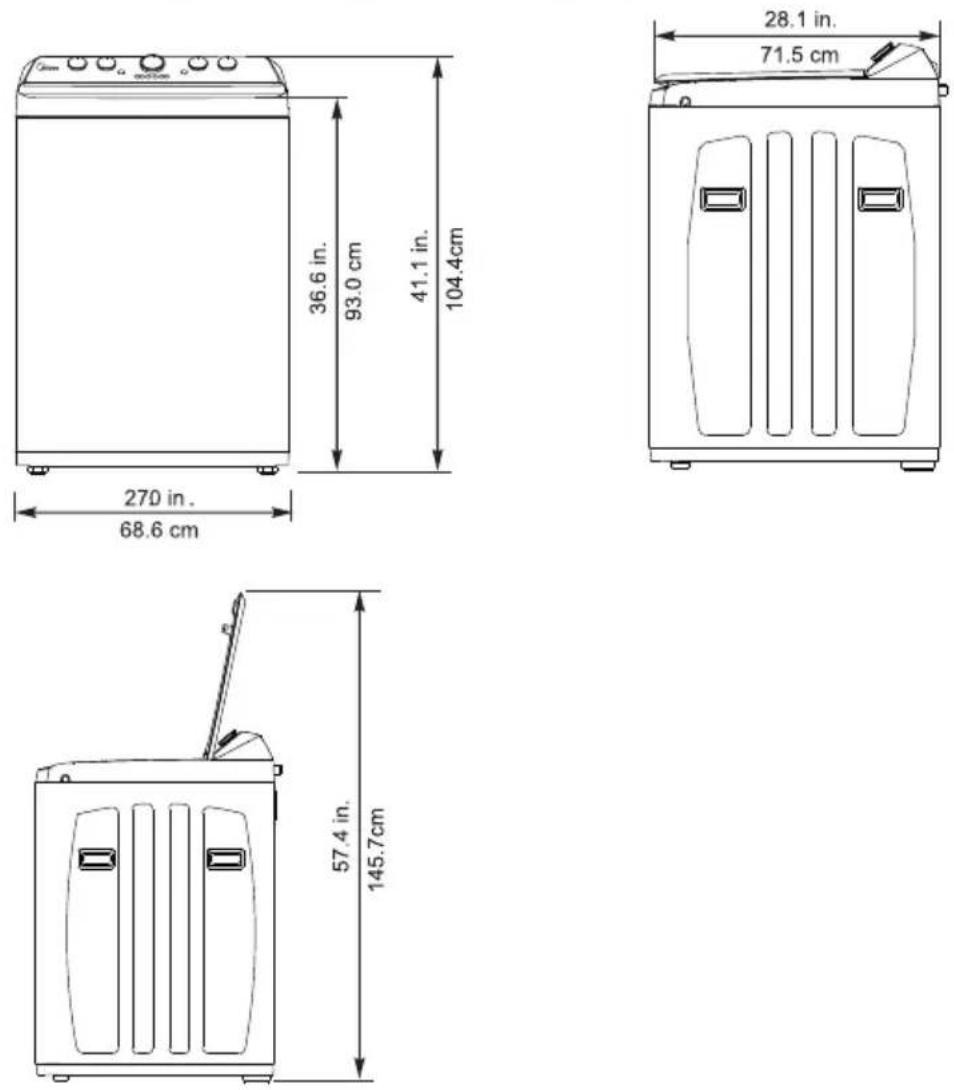 MIDEA MLV47A3AGG - Washer dimensions and installation measurements - 1