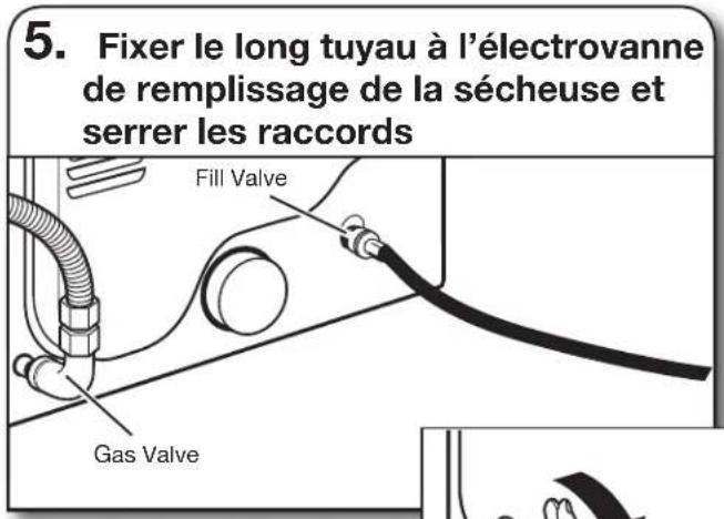 MAYTAG MGD6230RHW - Fixer le long tuyau au raccord en « Y » et serrer les raccords - 1