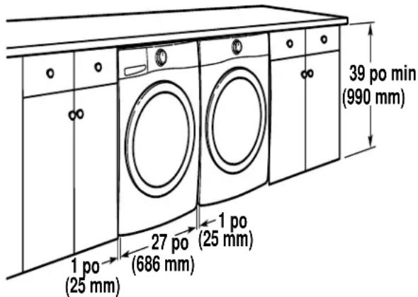 MAYTAG MED4500MW - Espacement pour une installation dans un encastrement ou dans une armoire - 2