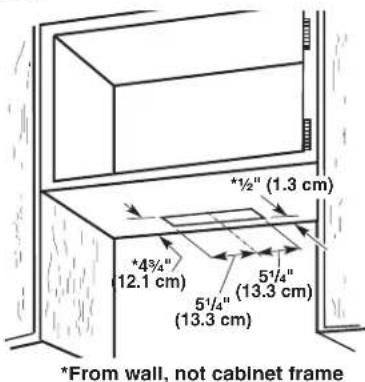 1/2" (1.3 cm) +4 3/4" (12.1 cm) 5 1/4" (13.3 cm) *From wall, not cabinet frame