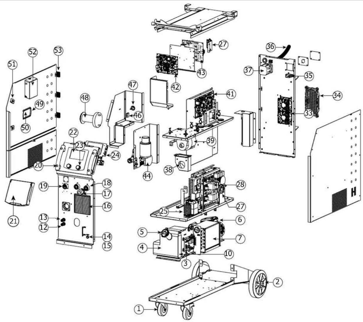GYS Neopulse 400 CW - SPARE PARTS / ERSATZTEILE / PIEZAS DE REPUESTO / ЗАПАСНЫЕ ЧАСТИ / RESERVE ONDERDELEN / PEZZI DI RICAMBIO - 1