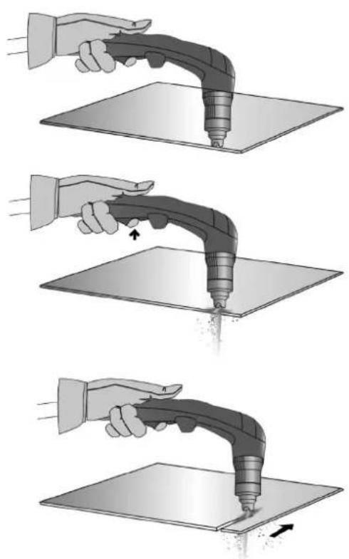 GYS Cutter 70 CT - CORTE MANUAL A PARTIR DEL BORDE DE LA PIEZA: - 1