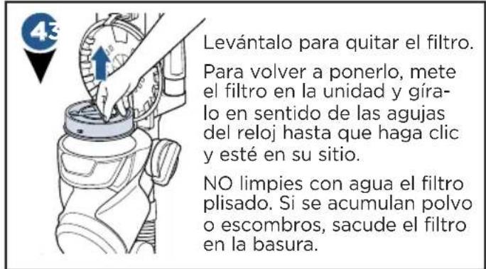 BISSELL PetHairEraser 1941N - Limpieza y cambio del filtró posterior al motor - 5