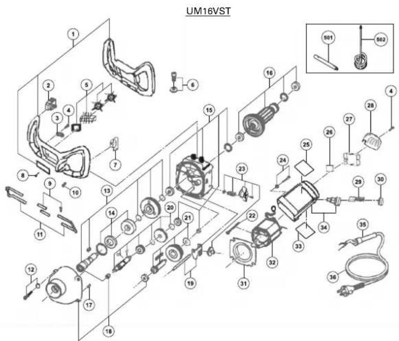 HITACHI UM 16VST - VAROITUS - 1