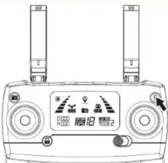 Diagram of a Drones 2 controller with display and control buttons, showing status indicators and mode dial.