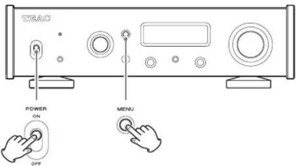 TEAC UD505X - Mientras mantiene pulsado el botón MENU,onga el interruptor POWER en ON (activado). - 1