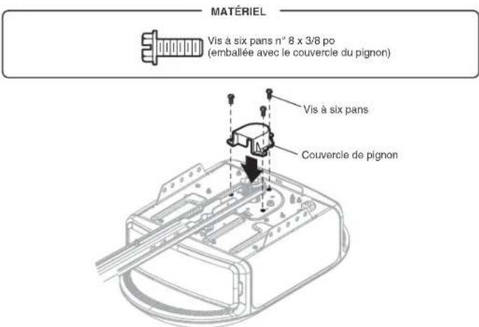 CHAMBERLAIN B4613TC - ETAPE 6 Installer le couvercle du pignon - 1