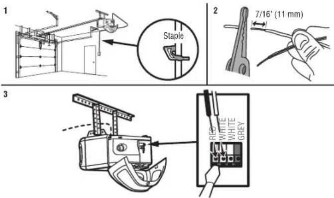 CHAMBERLAIN C610C - STEP 11 Wire the door control to the garage door oSfep 12 Attach the warning labels - 1