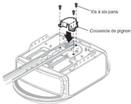 CHAMBERLAIN B4643TC - ÉTAPE 6 Installer le couvercle du pignon - 2