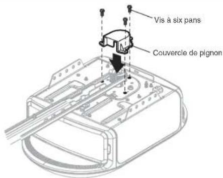 CHAMBERLAIN B4603TC - ÉTAPE 6 Installer le couvercle du pignon - 2