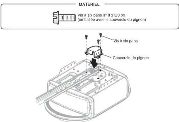 CHAMBERLAIN B6753TC - ETAPE 6 Installer le couvercle du pignon - 1