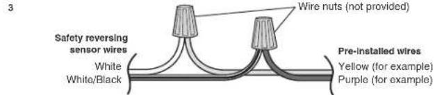CHAMBERLAIN B6753TC - STEP 13 Wire the Safety Reversing Sensors (continued) OPTION B- PRE-WIRED INSTALLATION - 3