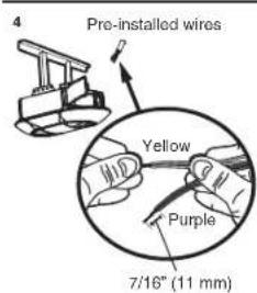 CHAMBERLAIN B6753TC - STEP 13 Wire the Safety Reversing Sensors (continued) OPTION B- PRE-WIRED INSTALLATION - 4