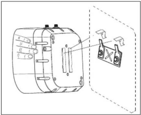 Technical diagram of a mechanical device with labeled components and a close-up view showing internal components.