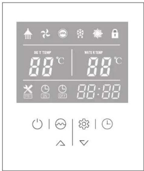 SET TEMP 88°C WATER TEMP 88°C 88:88 SHOW ON OFF
