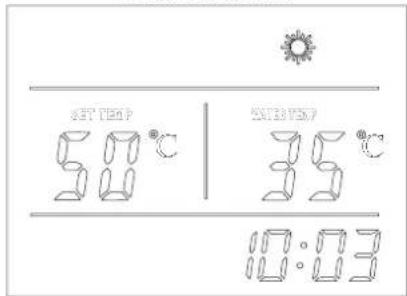 SET TEM 50 °C SAT BENT 35 °C 10:03